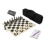 Advanced Game Timer & Premier Tournament Chess Bag w/ Standard Board & Weighted Pieces Combo