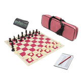 Advanced Game Timer & Premier Tournament Chess Bag w/ Standard Board & Weighted Pieces Combo